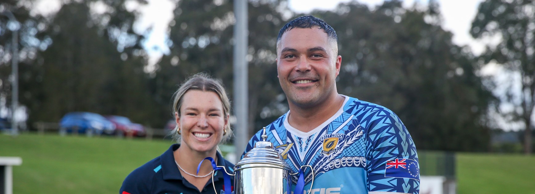 Greece and the Cook Islands win the Harmony Nines  Open men's trophies