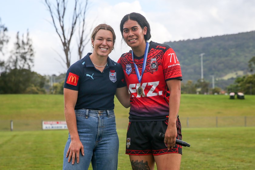 Emma Tonegato and Tonga's No.7 Norlynn Tu’ifua: NRL Photos