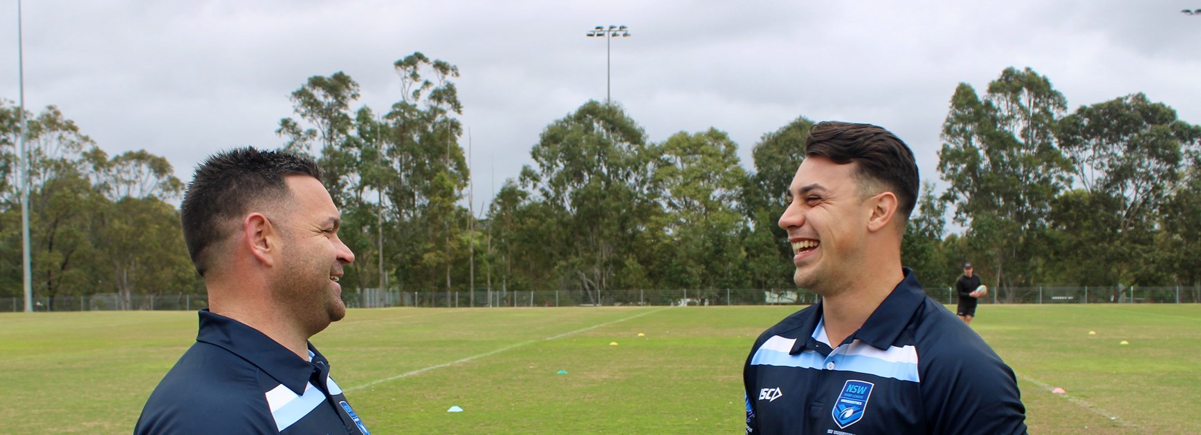 NSW Universities head coach Peter Palmer (L) and captain Chase Chapman. Photo: Stuart McLennan 